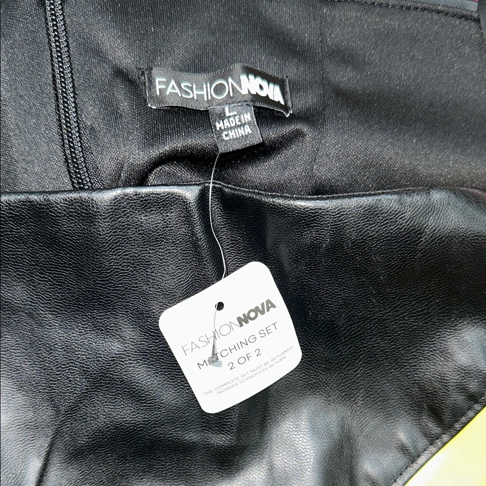 Yellow and Black Women's Two Piece Faux Leather Set - Picture 9 of 9